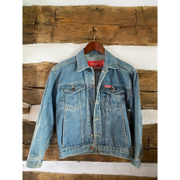 COCA COLA VINTAGE jean jacket size small 80s/90s lightwash denim - Picture 4 of 14